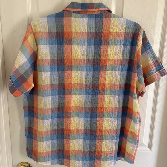 Bon worth women’s small petite short sleeve Plaidcamp shirt Button Down - Picture 4 of 10